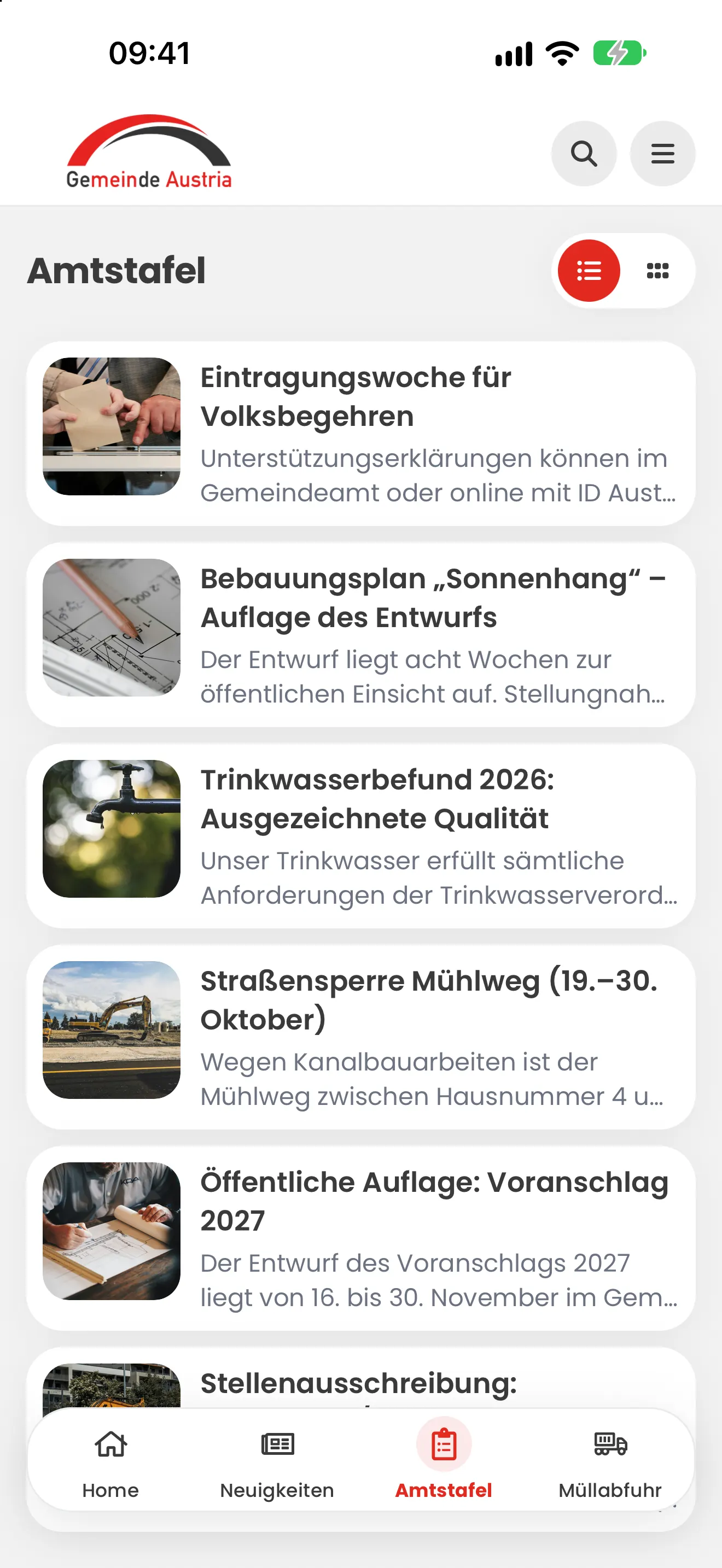 Gemeinde Austria App: Amtstafel
