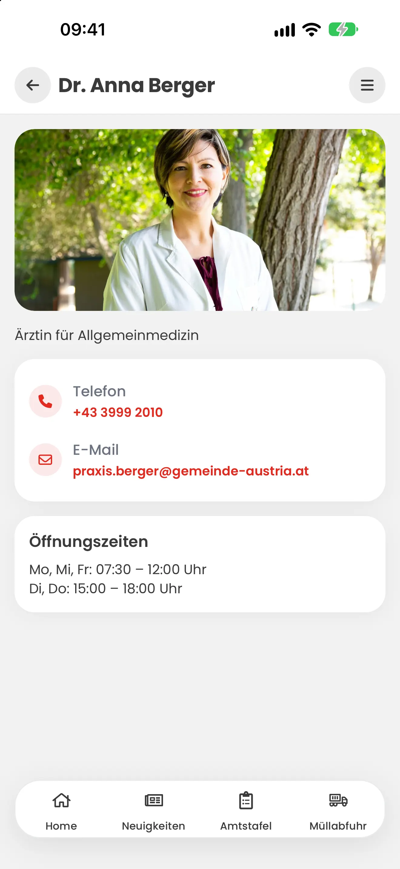 Gemeinde Austria App: Kontakt im Detail