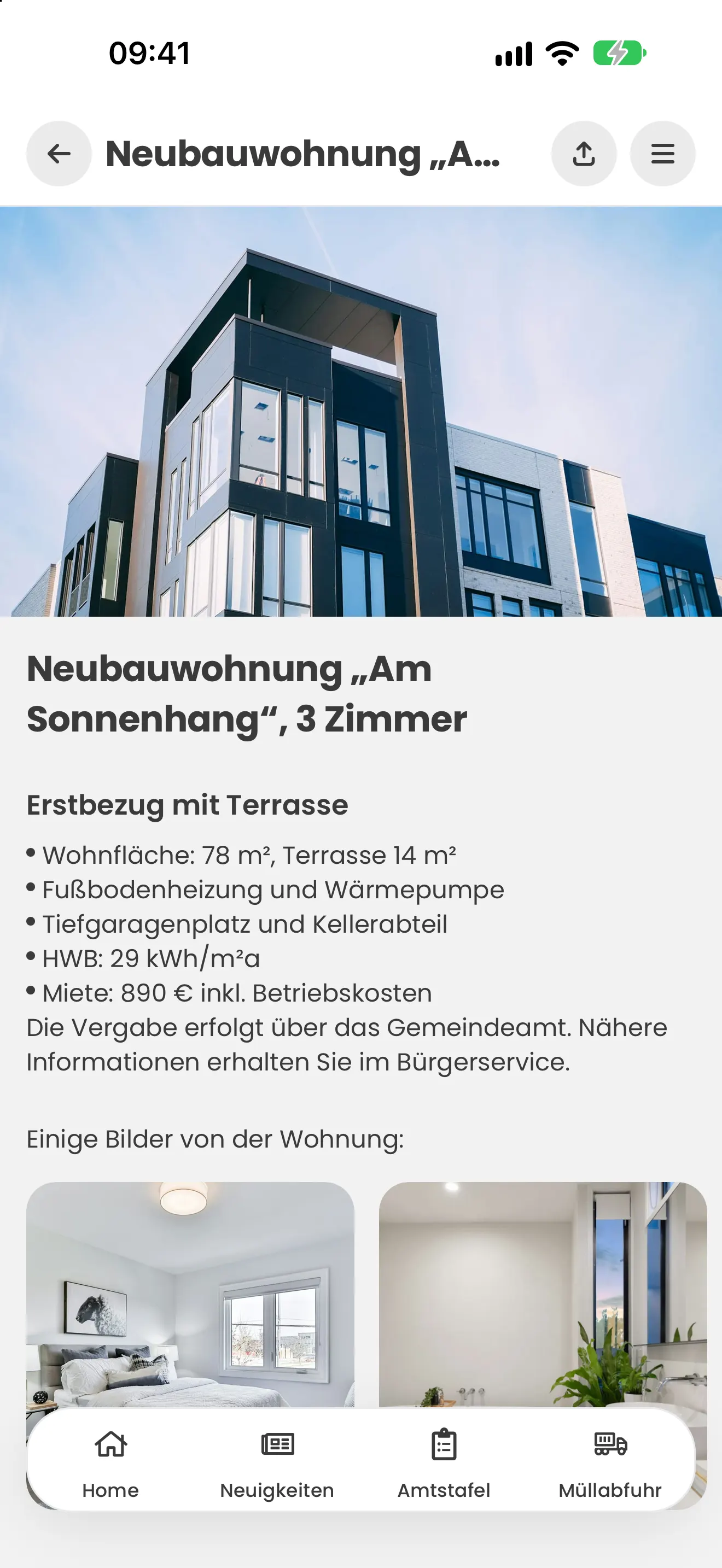 Gemeinde Austria App: Wohnungsbörse
