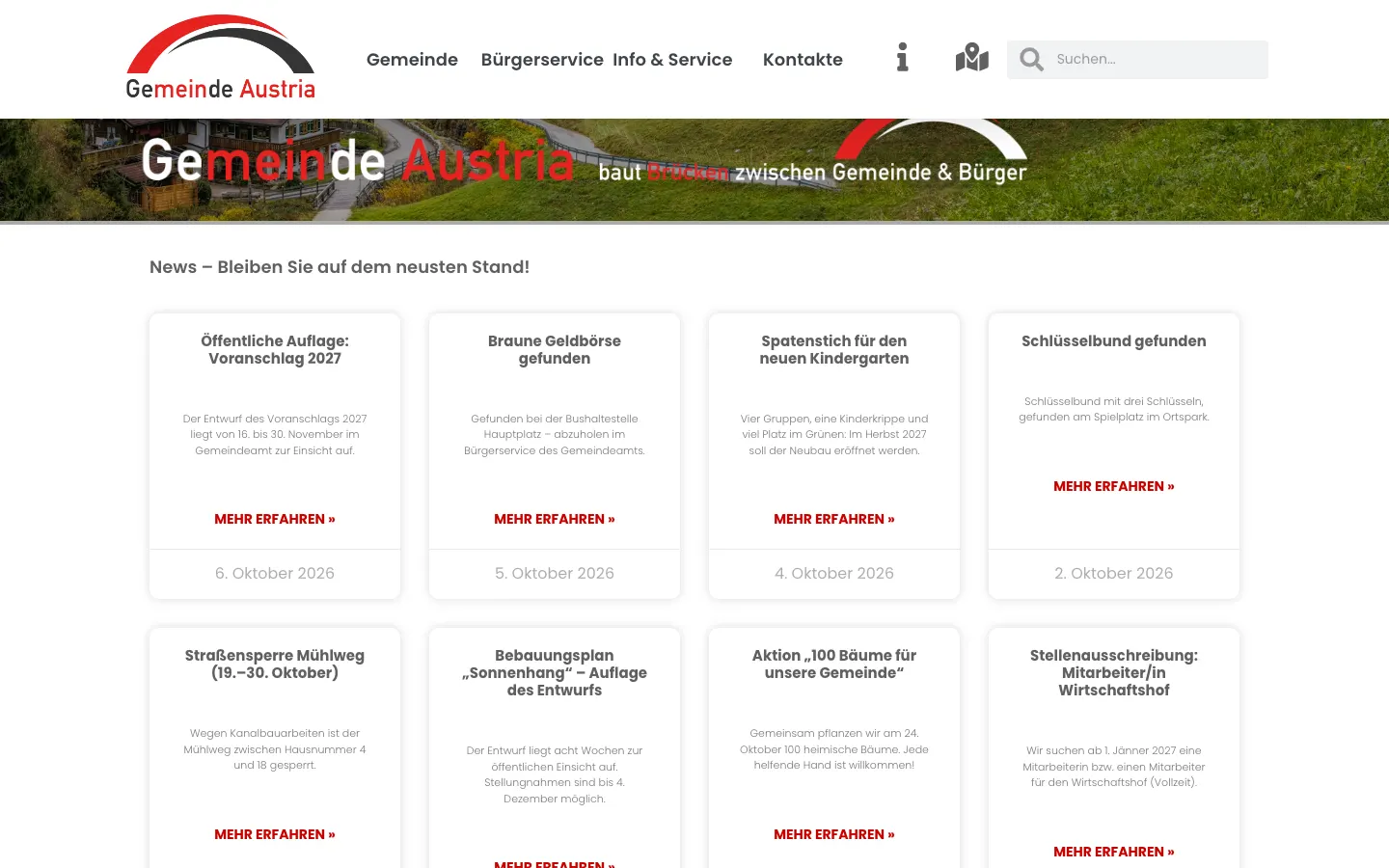 Demo-Webseite: Aktuelles & Amtstafel